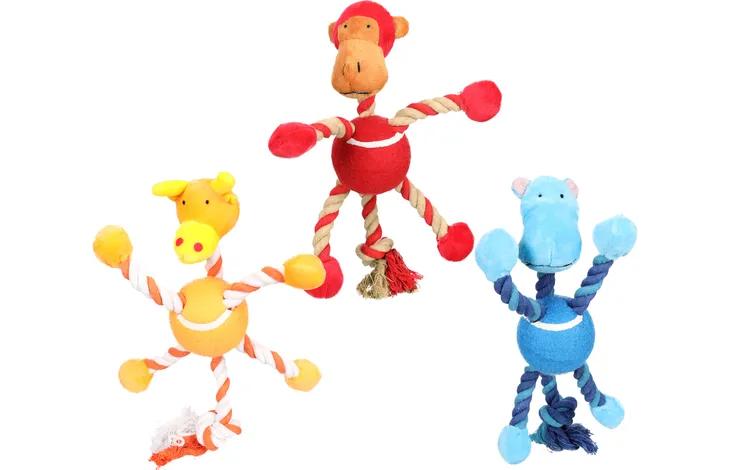 Toy Joy Giraffe & Monkey & Hippopotamus with ball with rope Multiple colours